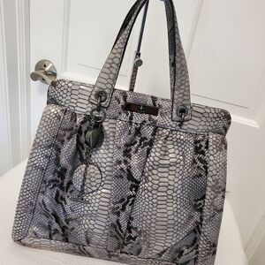 EC Tosca Blu Snakprint Leather Large Satchel/Tote Grey & Black
